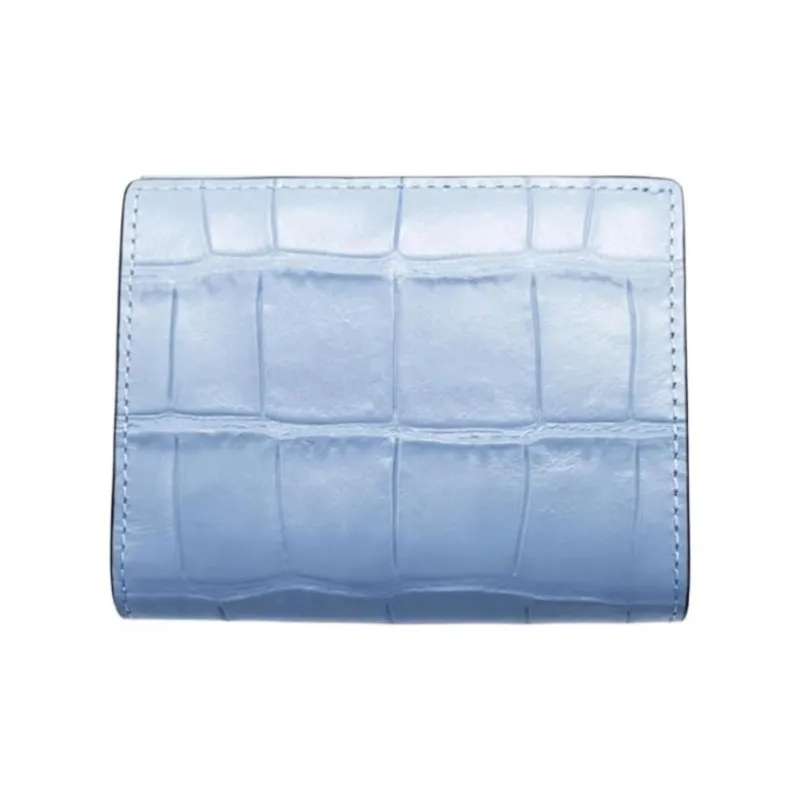 COACH Morgan Crocodile Textured Leather With Smooth Leather Wallet Mini Women's Bronze With Cornflower Pattern-3