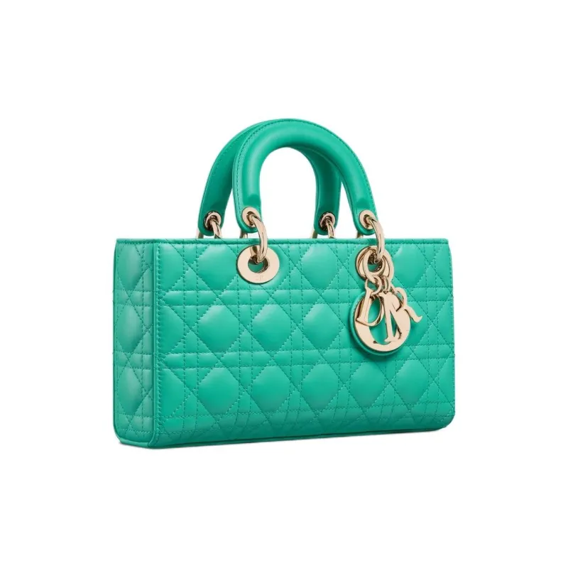 DIOR DIORIVIERALady D JOY Lambskin Shoulder Bag Crossbody Bag Handbag Medium Size Women's Tiffany Blue Color-1