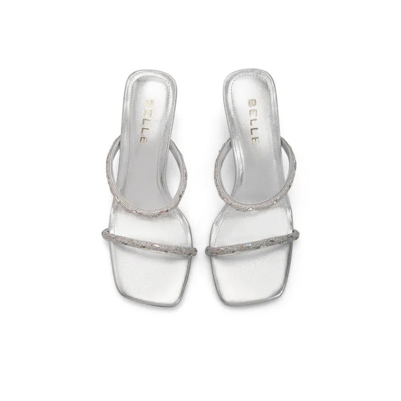 BELLE Rubber Sole Rhinestone Quiet Slip Resistant Abrasion Resistant Slide Slippers Women's-2