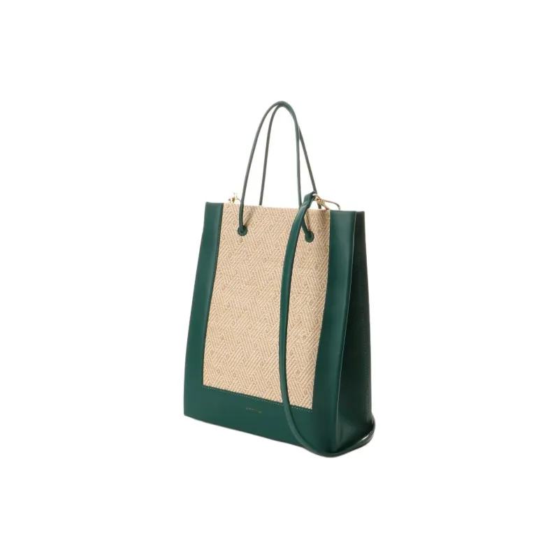 SAMANTHA THAVASA Polypropylene PP Bonded Synthetic Leather Shoulder Bag Crossbody Bag Handbag Women's Green & Beige-2