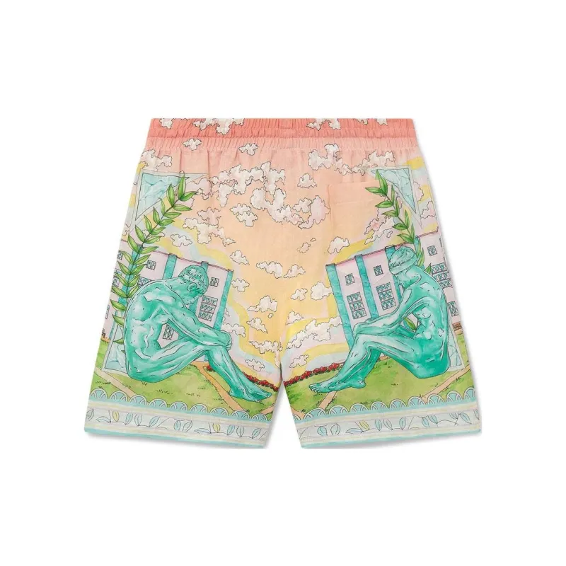CASABLANCA Drawstrings Vase Linen Shorts-1