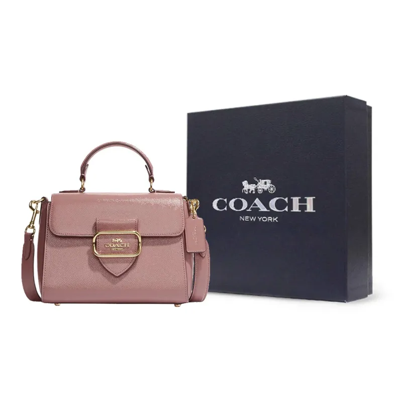 COACH Leather Briefcase, Handbag, Shoulder Bag, Crossbody Bag Trumpets Women's Rose Pink-6