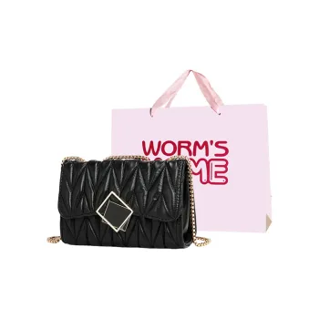 Worm's Home PU Small Square Bag Shoulder Bag, Crossbody Bag Women's Black/White