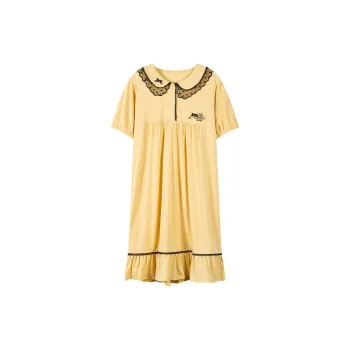 H YXIANG Nightgown Women's Cheese Yellow