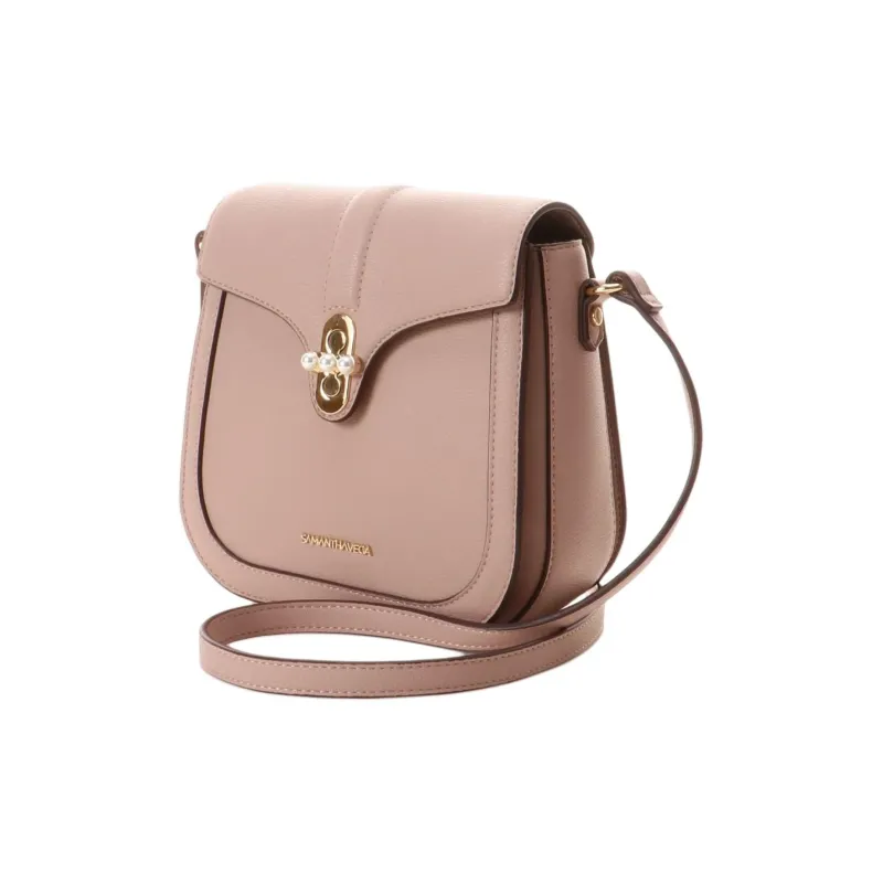 SAMANTHA THAVASA Synthetic Leather Shoulder Bag Women's Pink Beige-2
