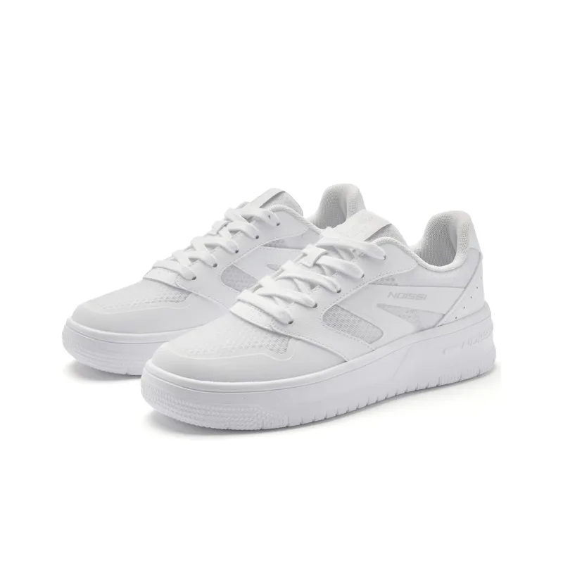 QIAODAN Small White Shoes Cushioned Height Increase Wear Resistant Lightweight Low Top Skateboard Shoes Women's White-2