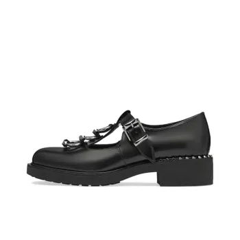 ASH FUNK PIERCING Collection Medium Heel Loafers Cut-Out Chunky Heel Small Leather Shoes Trendy 4cm Women's Black