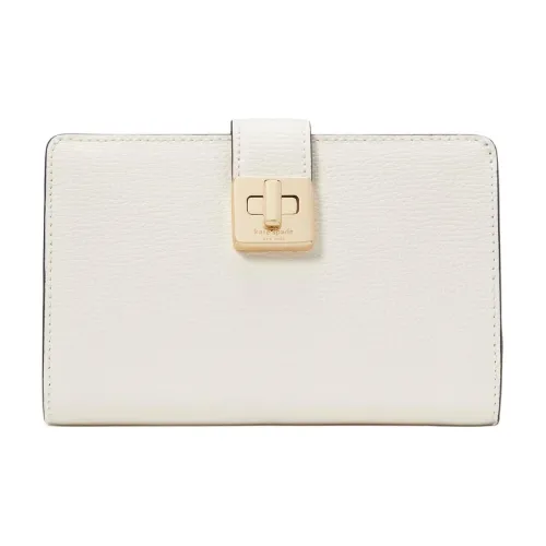 Kate Spade Exquisite Grained Leather Wallet Medium Size Women's Egg White Crispy Skin