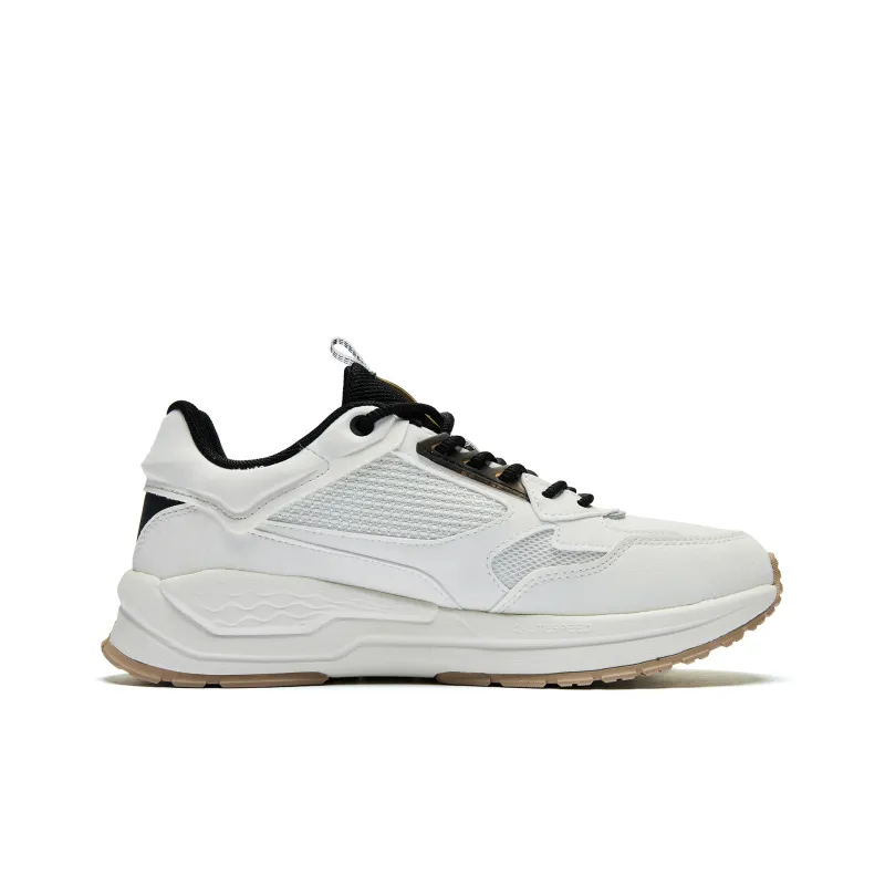 QIAODAN Wear Resistant Lightweight Height Increasing Low Top Casual Shoes Women's Ivory Black-1