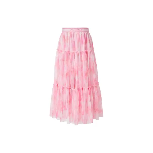 BADINA Casual Long Skirts Women's Pink Print