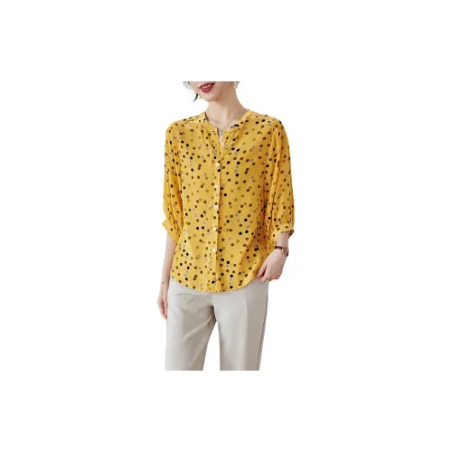 To the west Shirts Women's Yellow Background With Dots