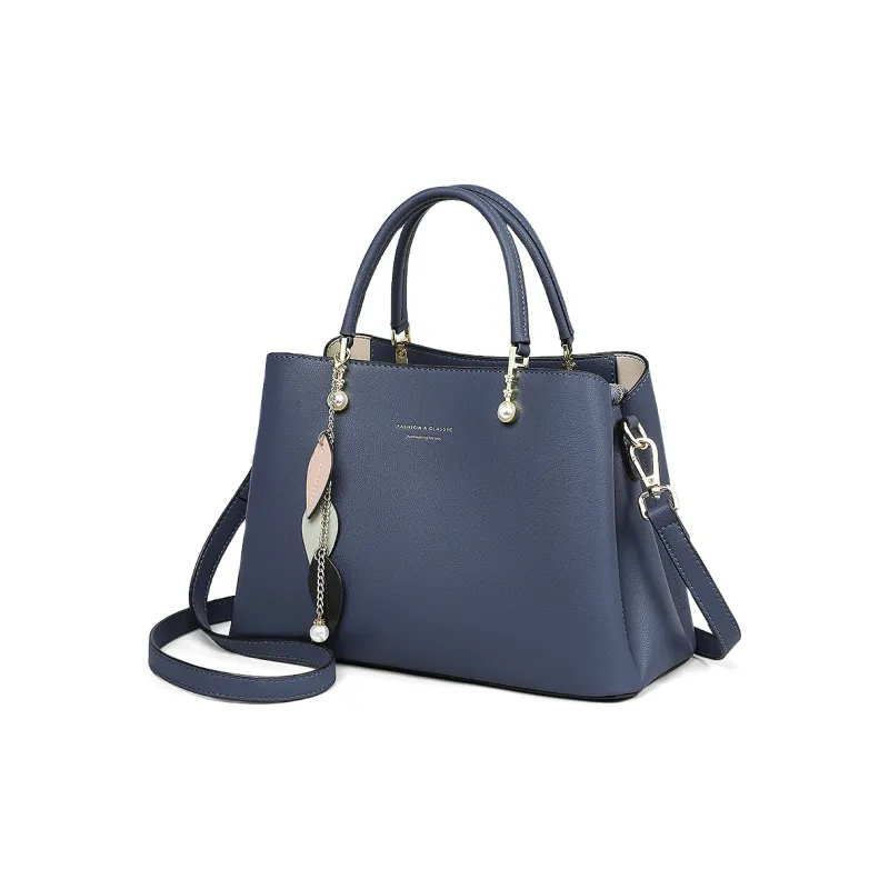 Kevin Cohen Cow Leather With Synthetic Leather Handbag, Shoulder Bag, Crossbody Bag Regular Women's Blue/Ecru/Black-1