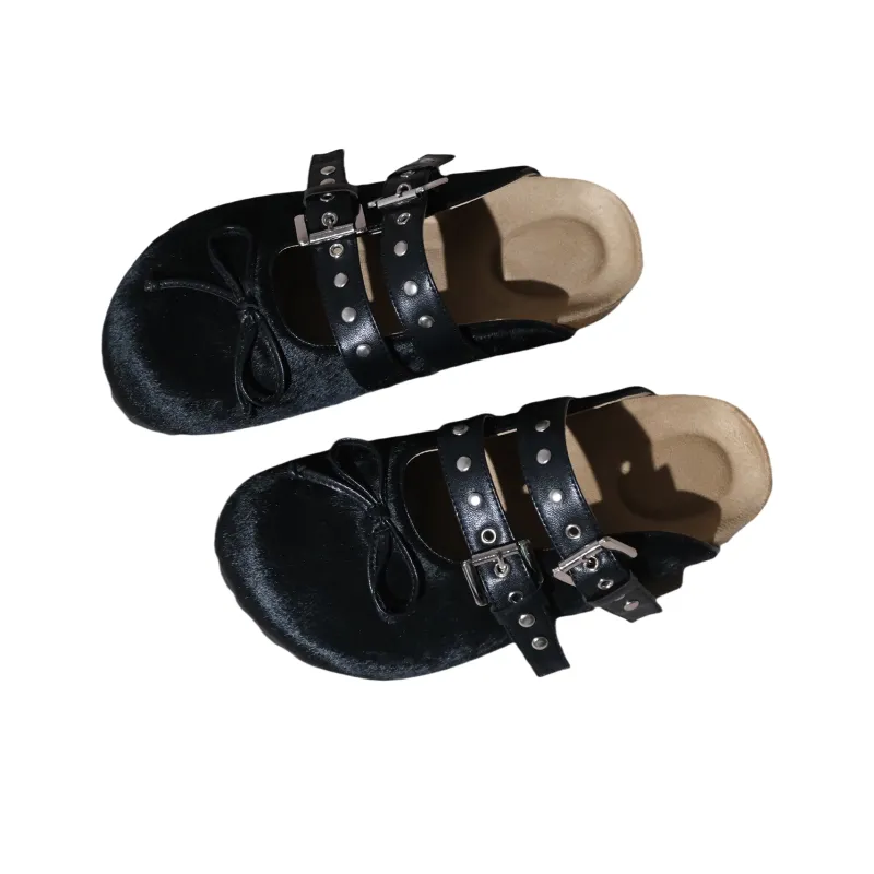EYGPAP Rubber Sole Leather Patchwork Odor Resistant Abrasion Resistant Slip Resistant Closed Toe Slippers Women's-6