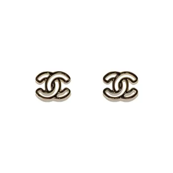 CHANEL Metal Earrings Women's Black