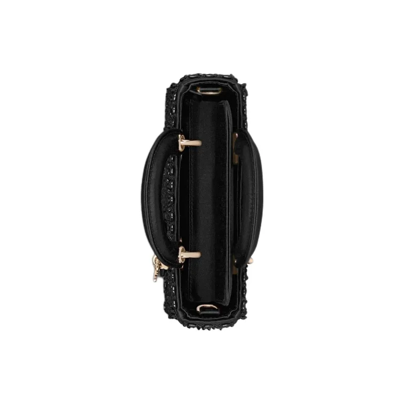 DIOR Lady D-JOY Embroidered Satin Shoulder Bag Crossbody Bag Handbag Extra Mini Women's Black-3