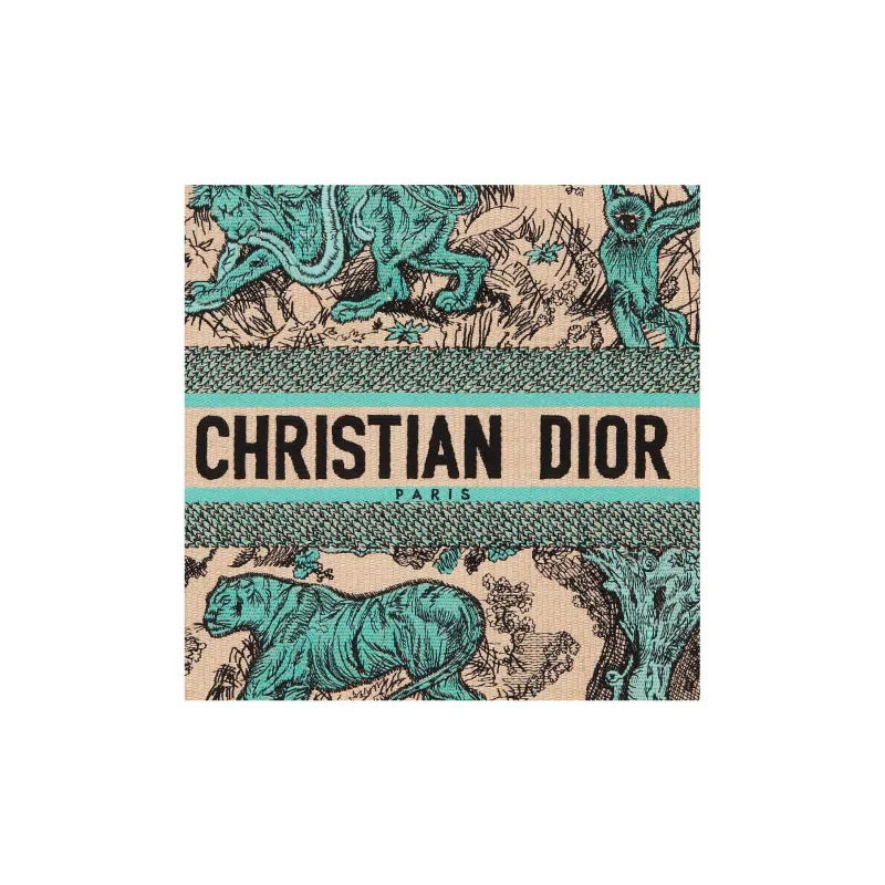 DIOR DIORIVIERA Embroidery Tote Bag, Shopping Bag, Handbag Medium Size Women's Sea Blue & Beige-4