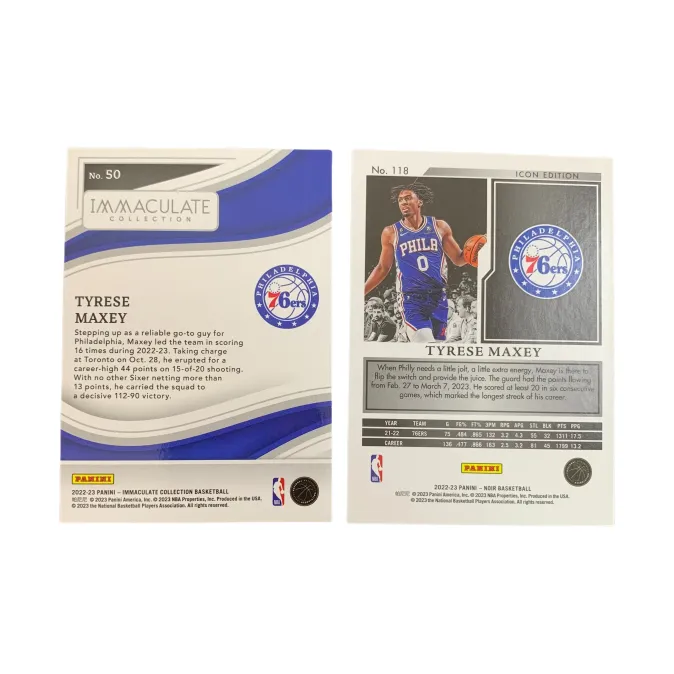 PANINI Maxey 2022 23 Imm 76 Persons Base 30/49+NOIR 20/99 Player Card Pass Sports Cards 2 Pcs-1