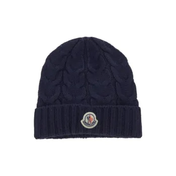 Moncler Logo Patch Cable-Knitted Beanie