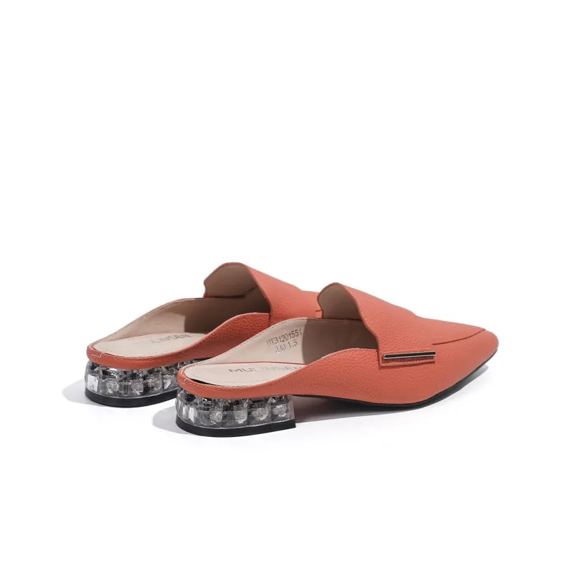 Mulinsen Rubber Sole Stitching Abrasion Resistant Slip Resistant Closed Toe Slippers Women's Orange-3