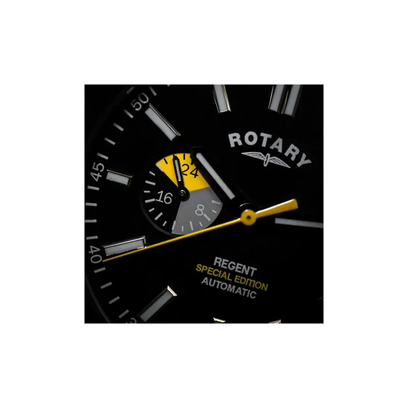 ROTARY Wrist Watch Automatic Mechanical Movement Genuine Leather Strap Black Dial Men's Watches-27