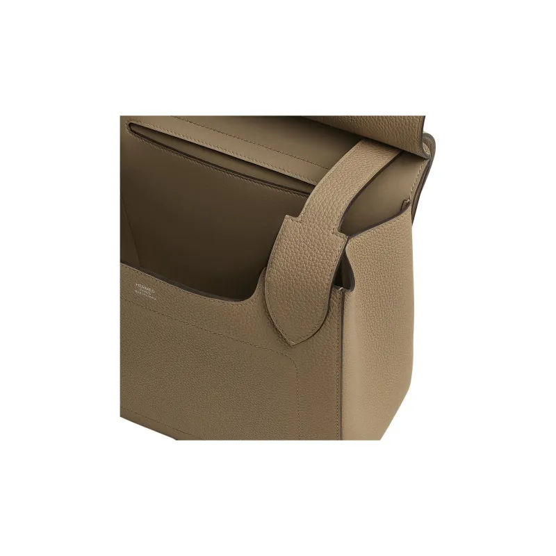 HERMES Mali-Selle Togo Calfskin Courier Bag Shoulder Bag Crossbody Bag Small Size Men's 8Q BEIGE MARFA Marfa Mi-3