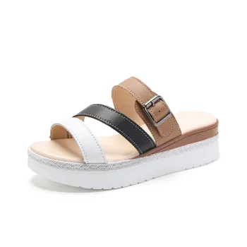 Reivanti Rubber Sole Slip-Resistant Slide Slippers Women's White Black