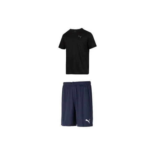 PUMA X ONE PIECE Collaboration Casual Sportswear Men Black Tops+Navy Blue Shorts