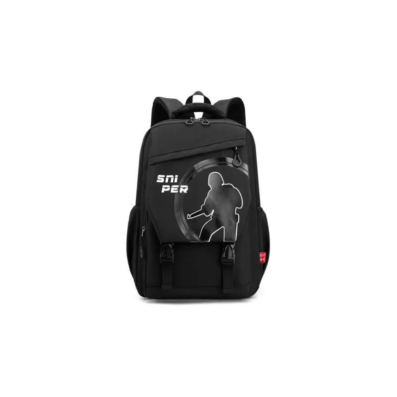 Natural Fish Nylon Backpack Red Human Figure Black Human Figure Red Five Pointed Star Black Five Pointed Star-4
