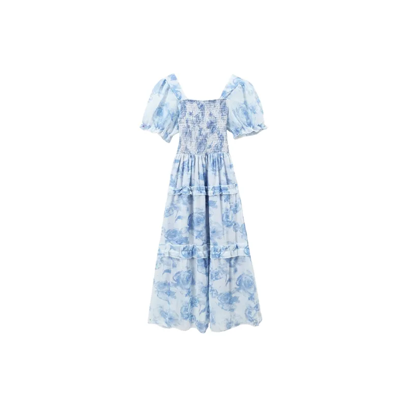 IQC Short Sleeved Dresses Women's Blue-1