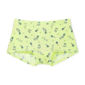 Victoria's Secret PINK COTTON BOYSHORT PANTY / Lime Cream Sport Dog Print Underpants Women's 1 Pack Yellow
