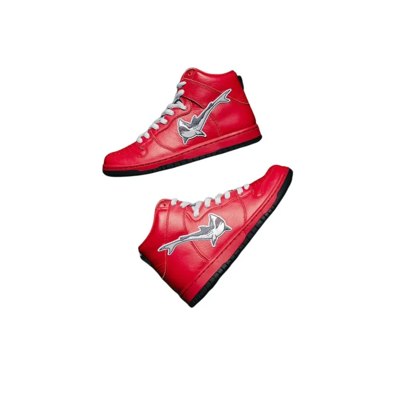 Nike Dunk SB High 'Red Shark' Anti-Slip Wear-Resistant Breathable Support High-Top Skateboard Shoes Unisex Red-2