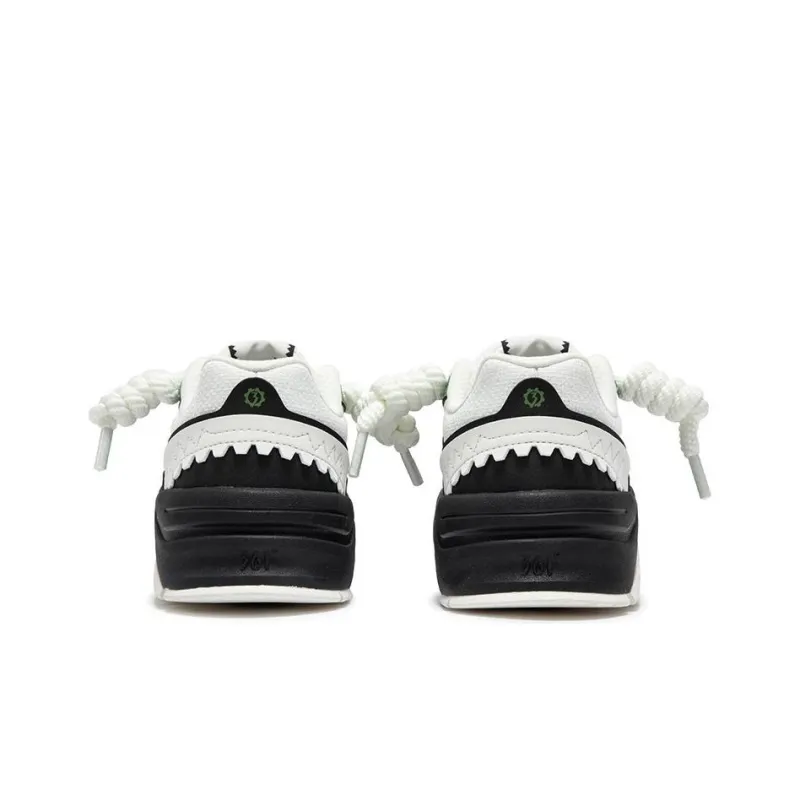 361° Durable Breathable Low Top Skateboard Shoes Women's White Black-3