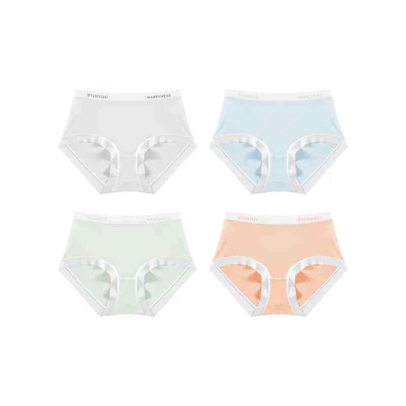 Ordifen Solid Color Ice Silk Underpants Women's 4 Pack-6