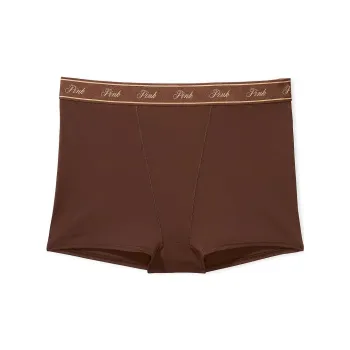Victoria's Secret PINK LOGO COTTON HIGH-WAIST BOYSHORT PANTY / Ganache Underpants Women's 1 Pack Gantcher