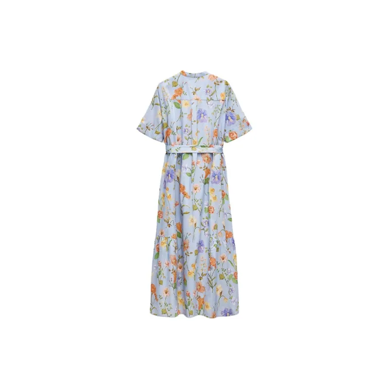 ZARA Short-Sleeved Dresses Women's Blue-1