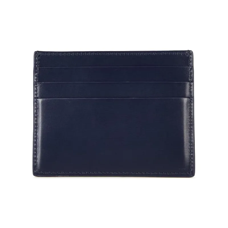 FERRAGAMO Calfskin Card Holder Men's Blue-2