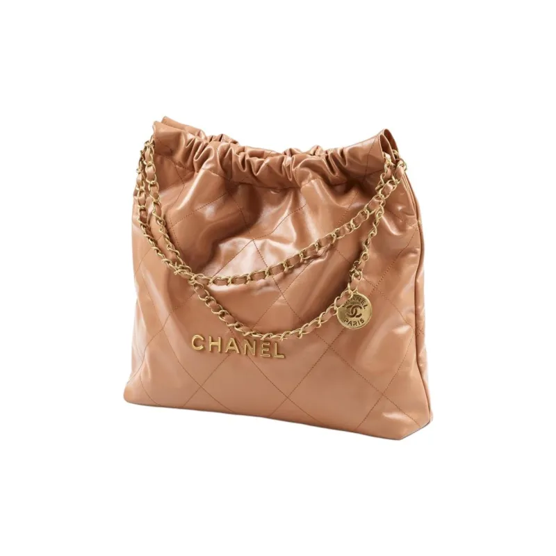 CHANEL Leather & Metal Bucket Bag, Handbag, Shoulder Bag Women's Dark Beige-1