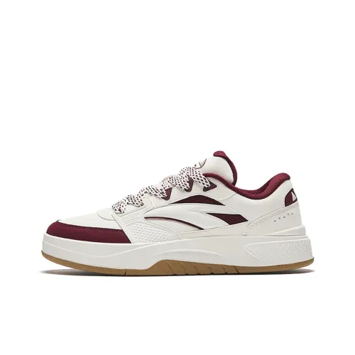 ANTA Skateboard Shoes Men Low-Top Ivory White/Rose Maroon