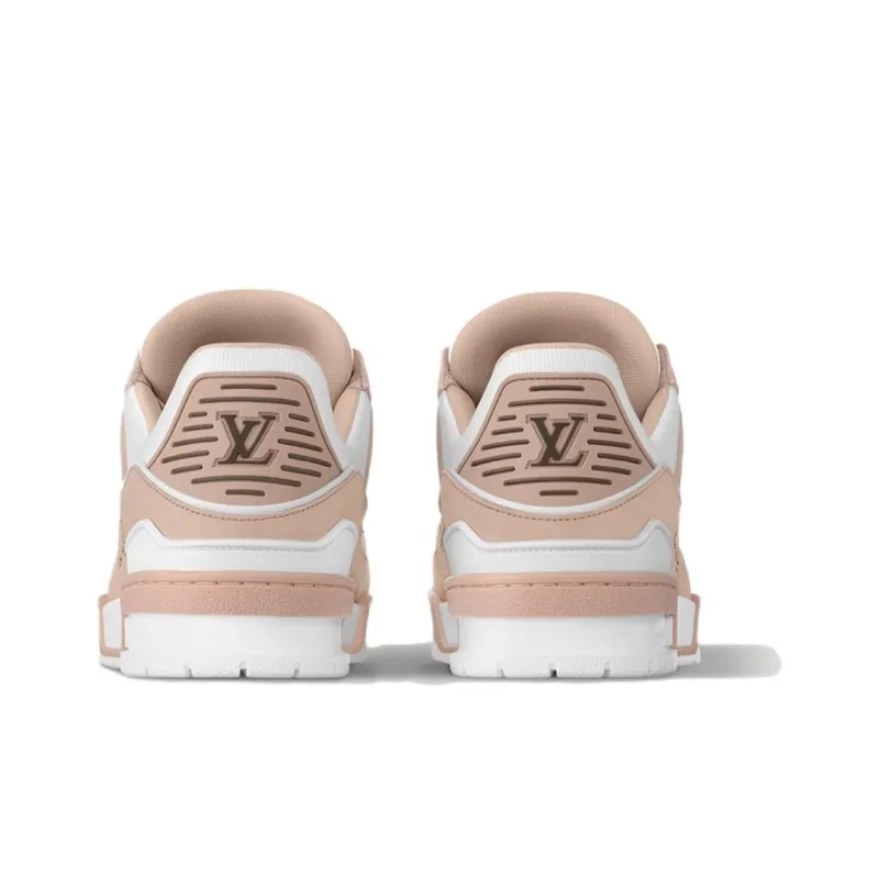 LOUIS VUITTON Trainer Low Top Skateboard Shoes Women's Pink White-4
