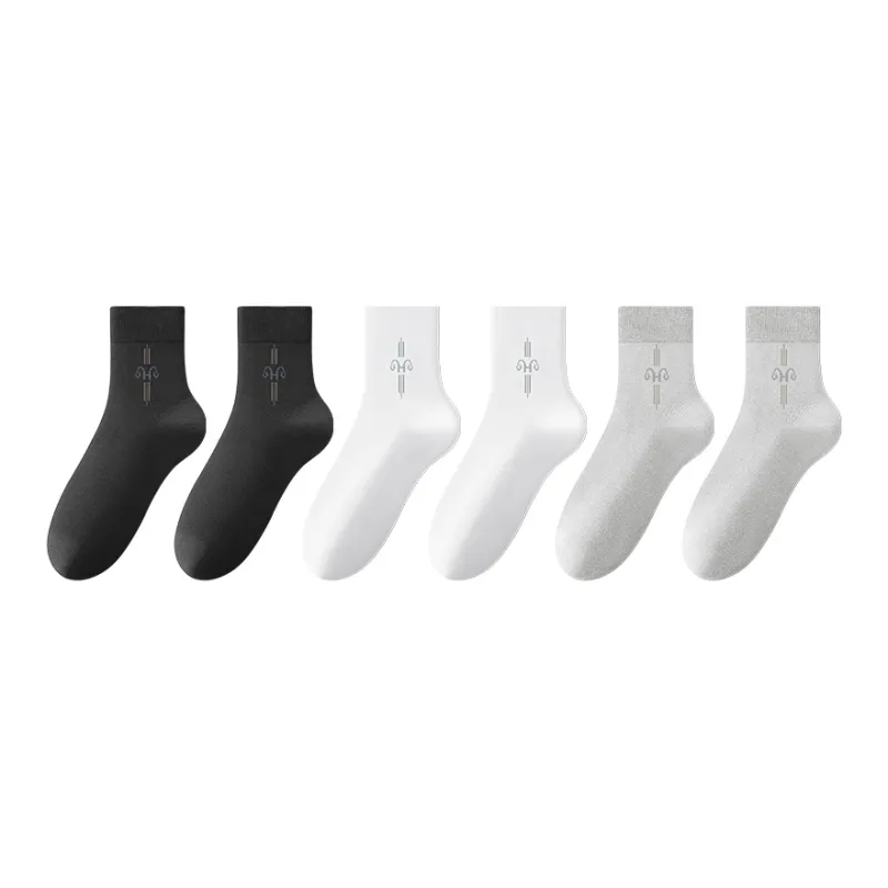 H YXIANG Mid Calf Socks Men's 6 Pack-5