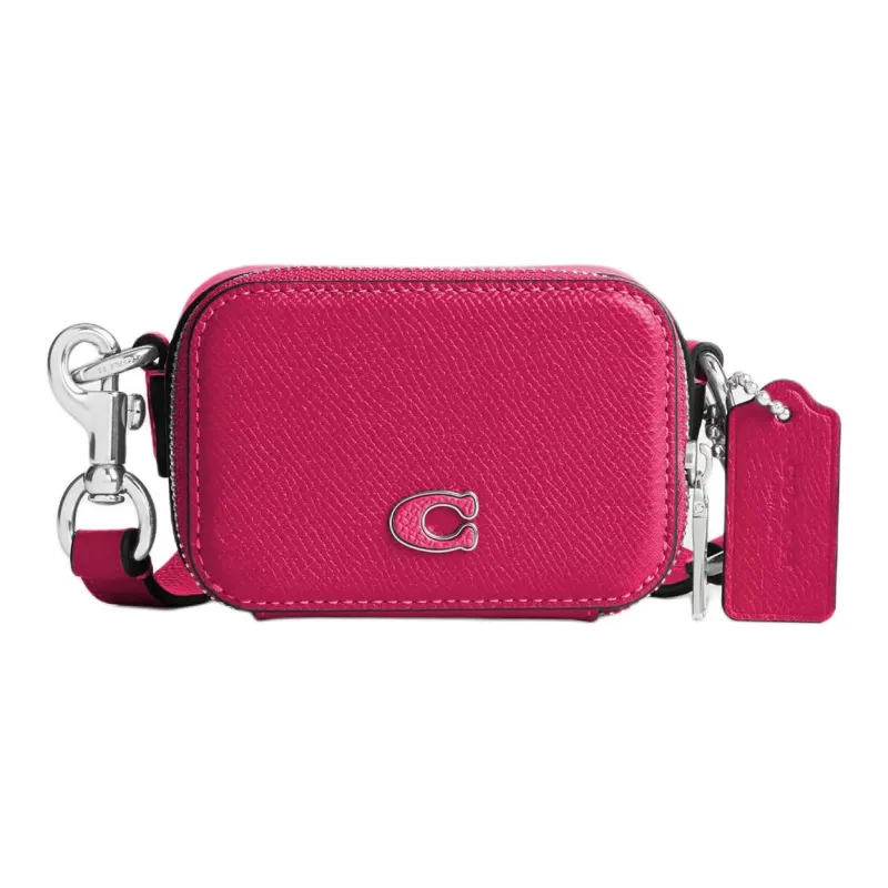 COACH Cross Grain Leather Shoulder Bag, Crossbody Bag Mini Men's Dragon Fruit-0