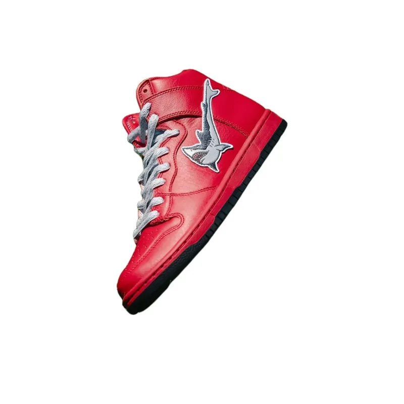 Nike Dunk SB High 'Red Shark' Anti-Slip Wear-Resistant Breathable Support High-Top Skateboard Shoes Unisex Red-1