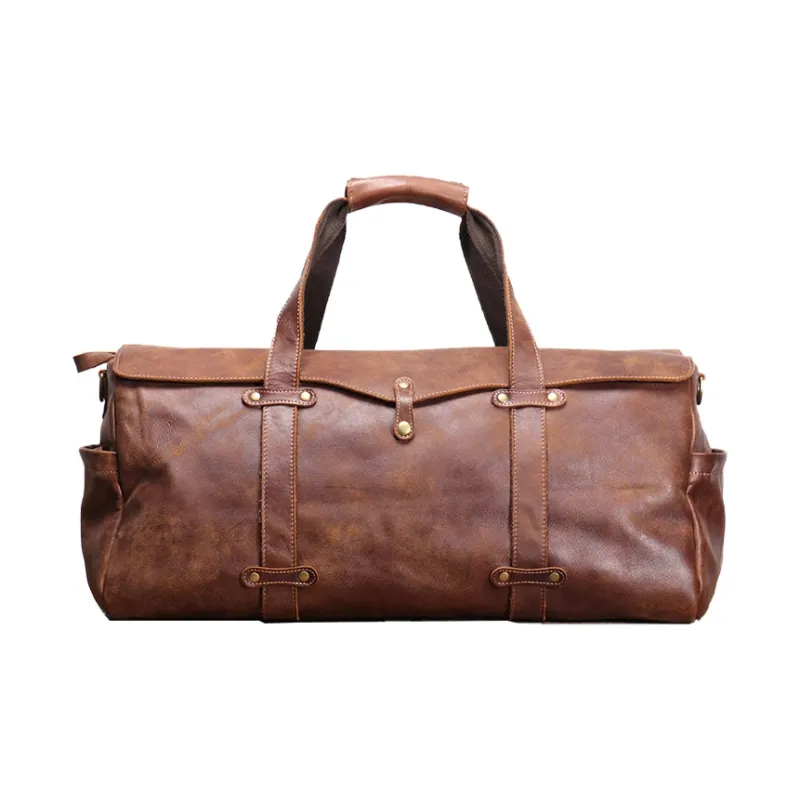 ROSEROOEN Top Grain Cow Leather Handbag Regular Unisex Coffee/Black-4