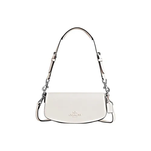 COACH Leather Shoulder Bag Crossbody Bag Handbag Small Size Women's White