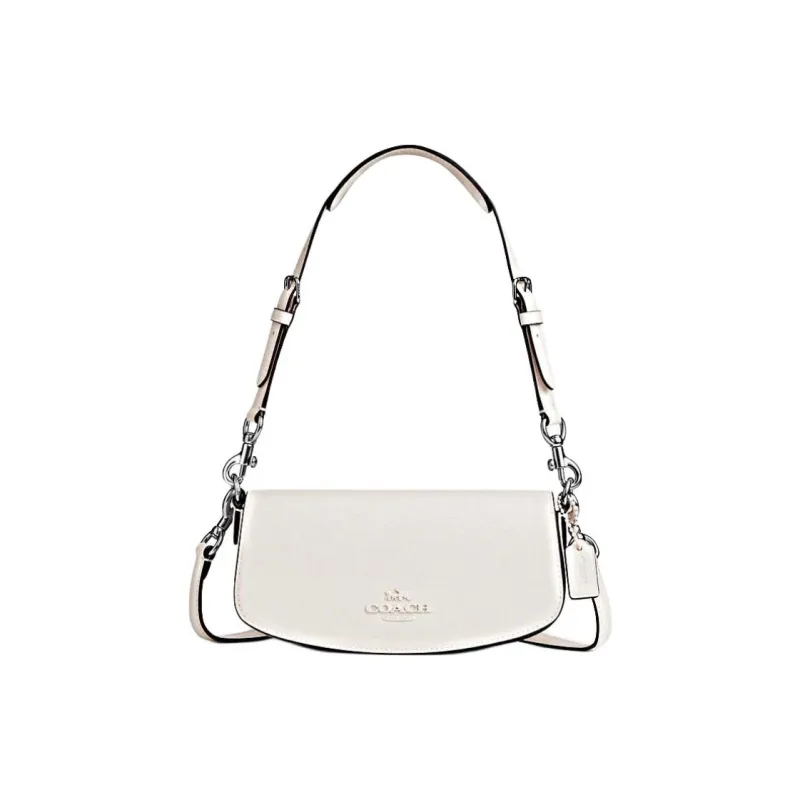 COACH Leather Shoulder Bag, Crossbody Bag, Handbag Trumpets Women's White-0