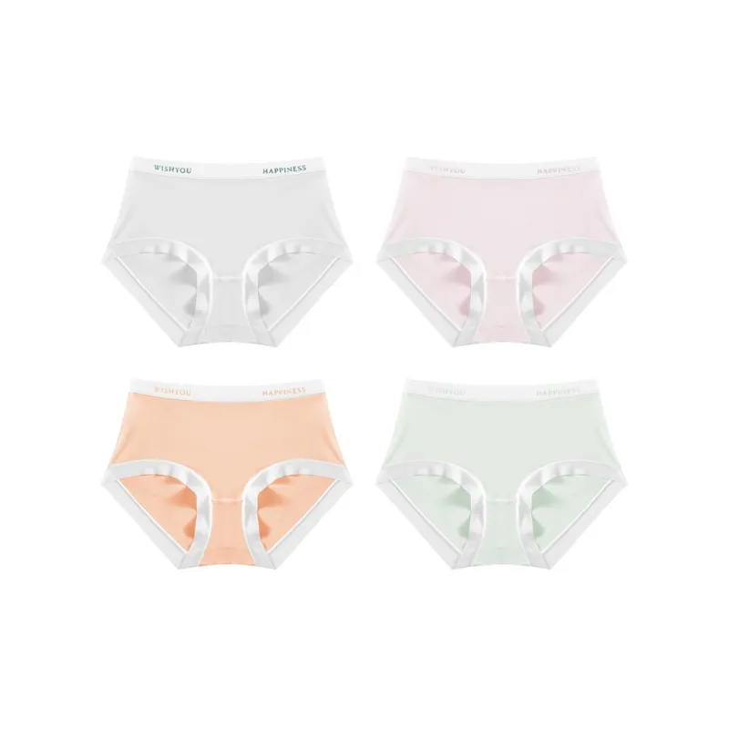 Ordifen Solid Color Ice Silk Underpants Women's 4 Pack-12