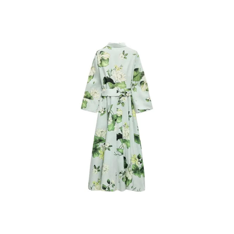 ZARA Long-Sleeved Dresses Women's Blue-1