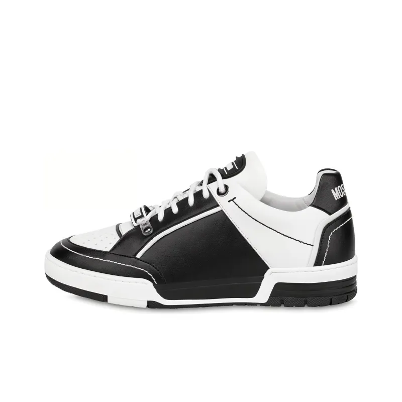 MOSCHINO Lace-up Leather Sneakers-0
