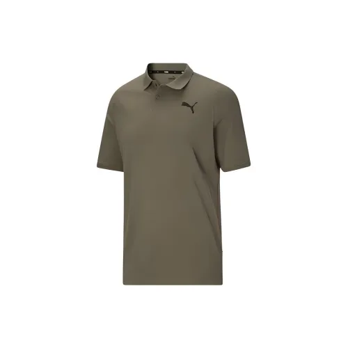 PUMA ESSENTIALS Polo Shirts Men Dark Green Moss - Black