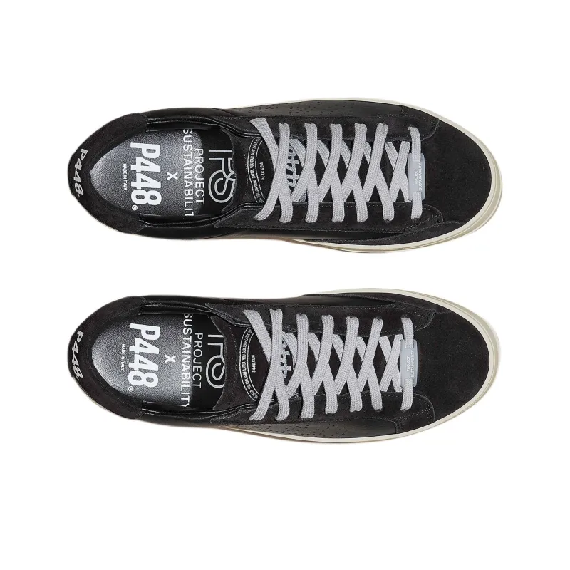 P448 John Recycled Low-Top Skateboard Shoes Unisex Black-3